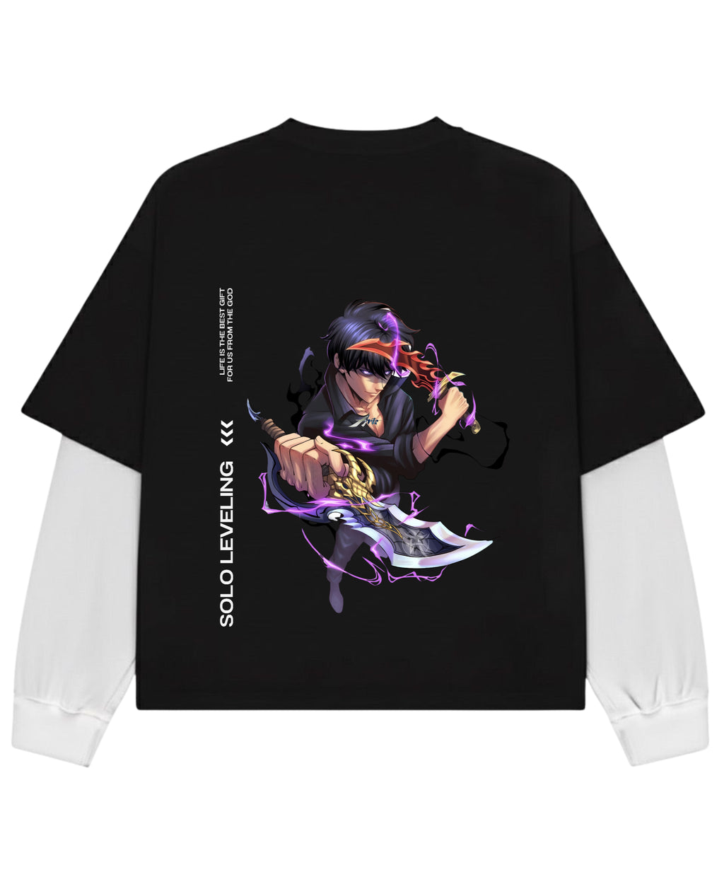 Black With White Sleeve Oversized Tee Back Design