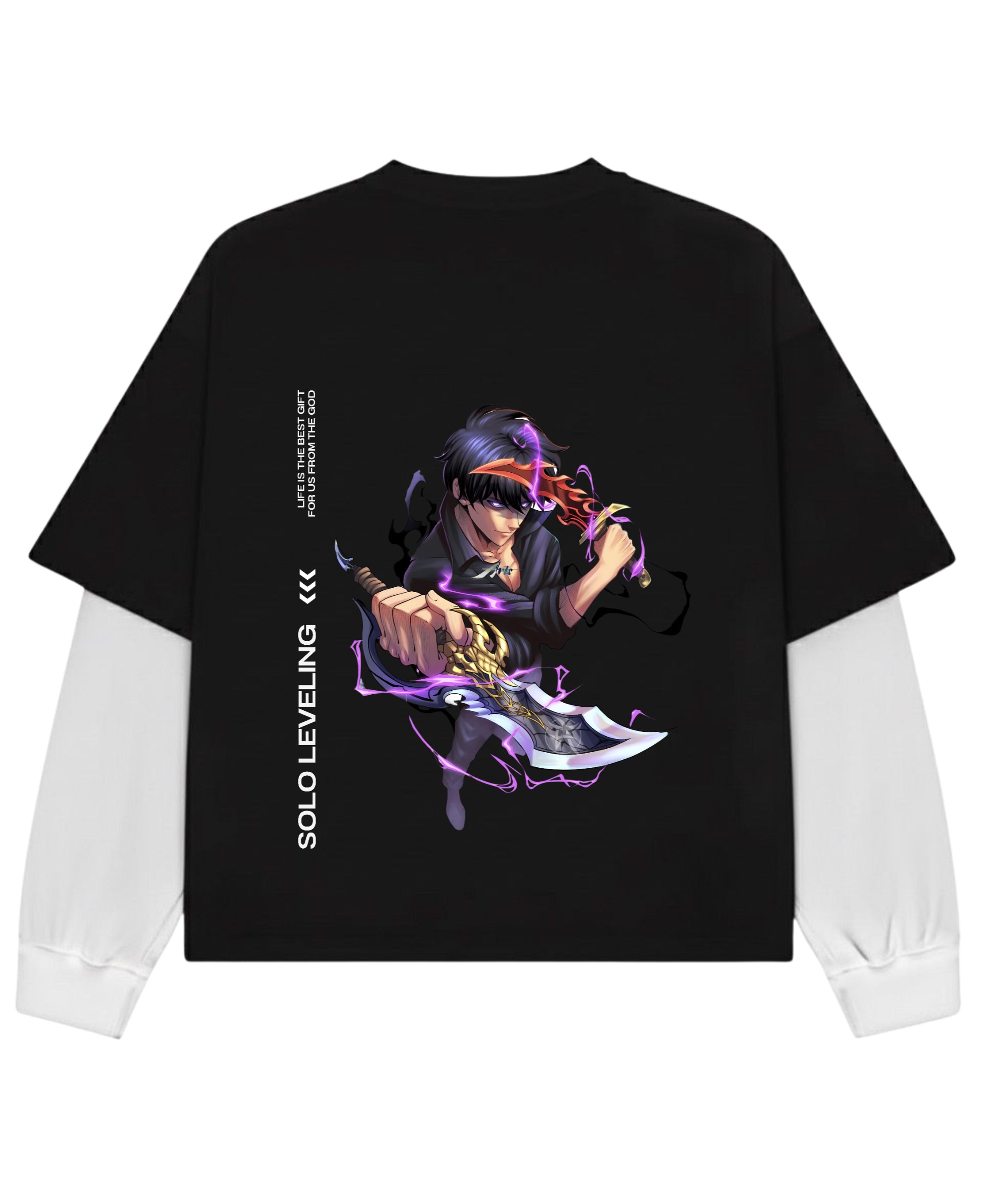 Black With White Sleeve Oversized Tee Back Design