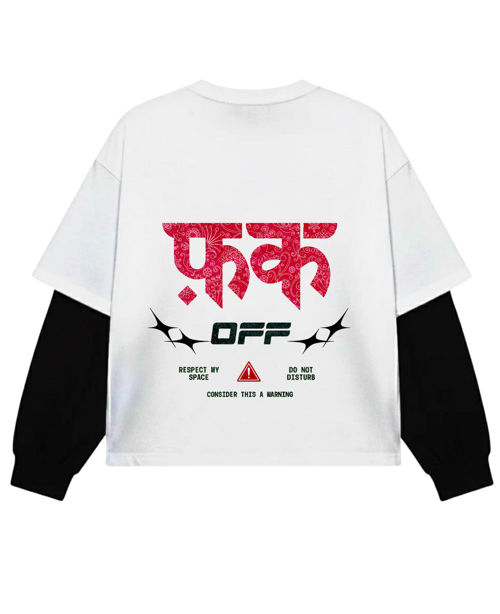 White With Black Sleeve Oversized Tee Back Design