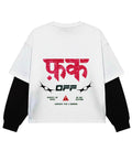White With Black Sleeve Oversized Tee Back Design