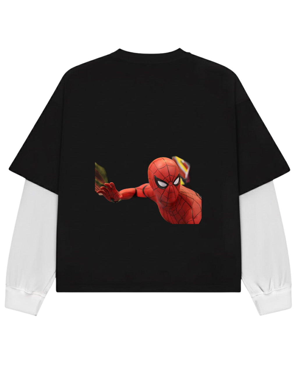 Black With White Sleeve Oversized Tee Back Design