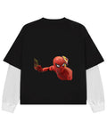 Black With White Sleeve Oversized Tee Back Design