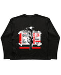 Black Henley waffle knit Back Design
