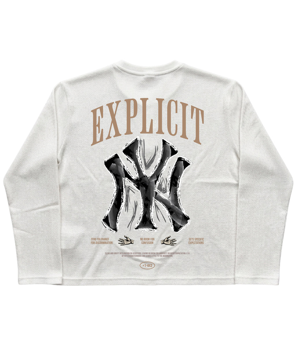 White Henley waffle knit Back Design