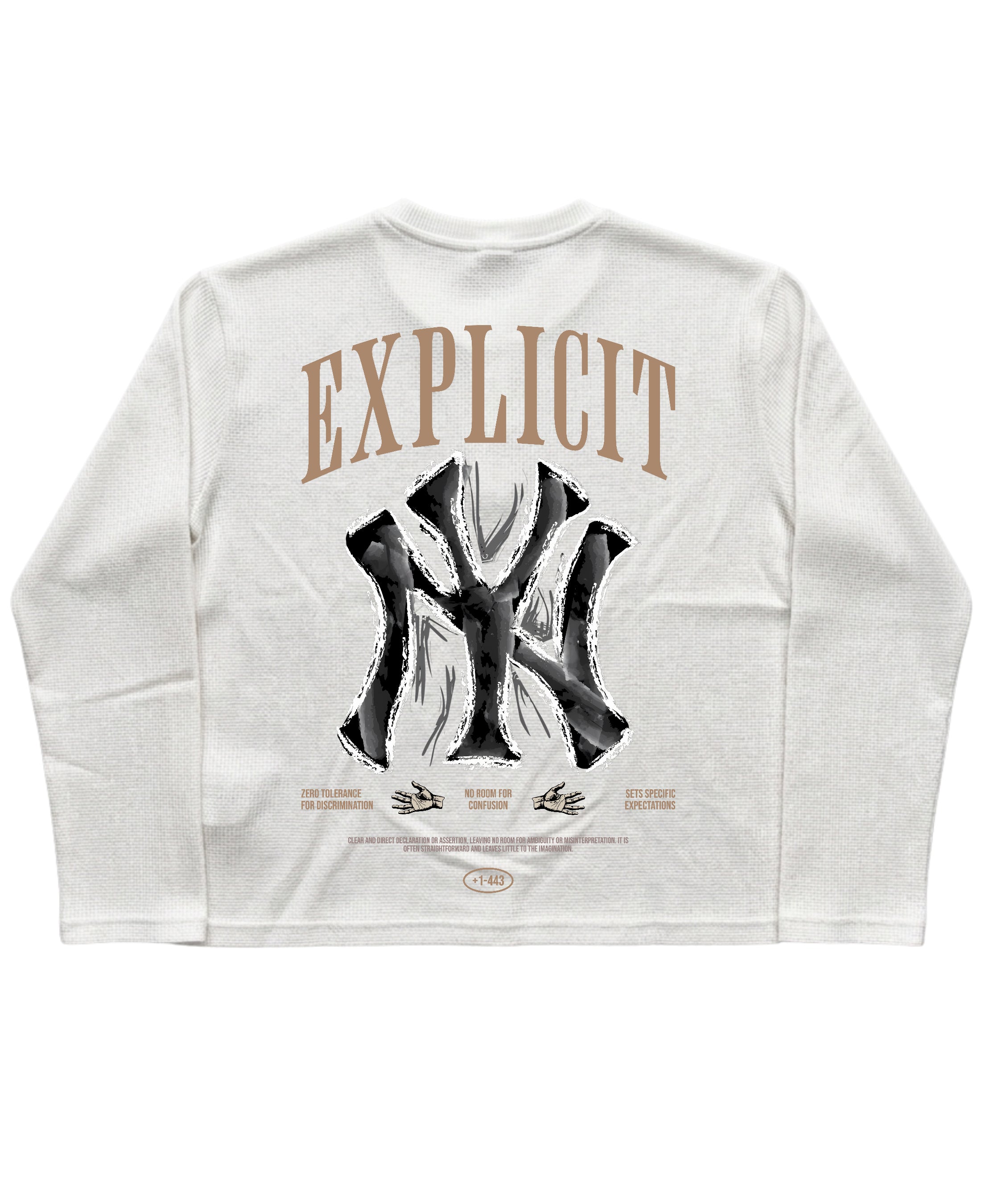 White Henley waffle knit Back Design