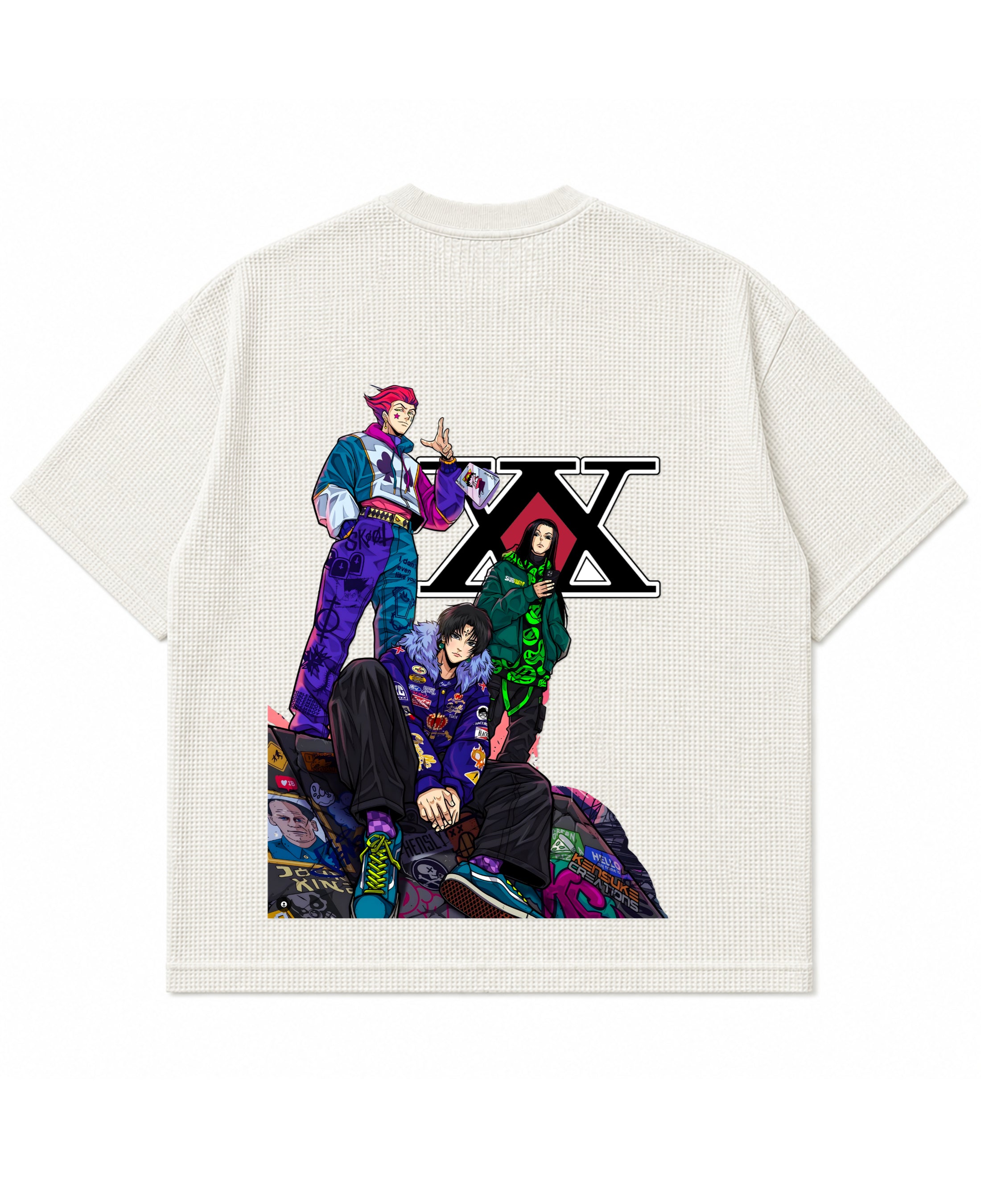 Off-white waffle boxy fit Back Design